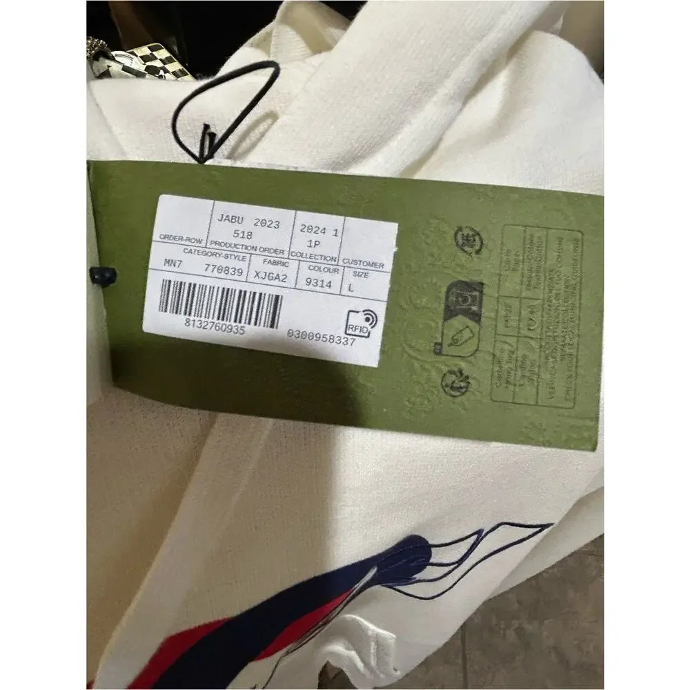 Men's Gucci jersey, cotton hoodie, locking G graphic logo size large made Italy